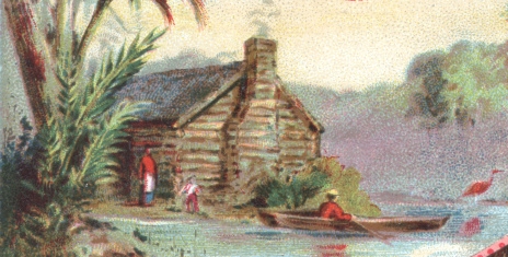 Drawing of Cajun cabin on bayou.